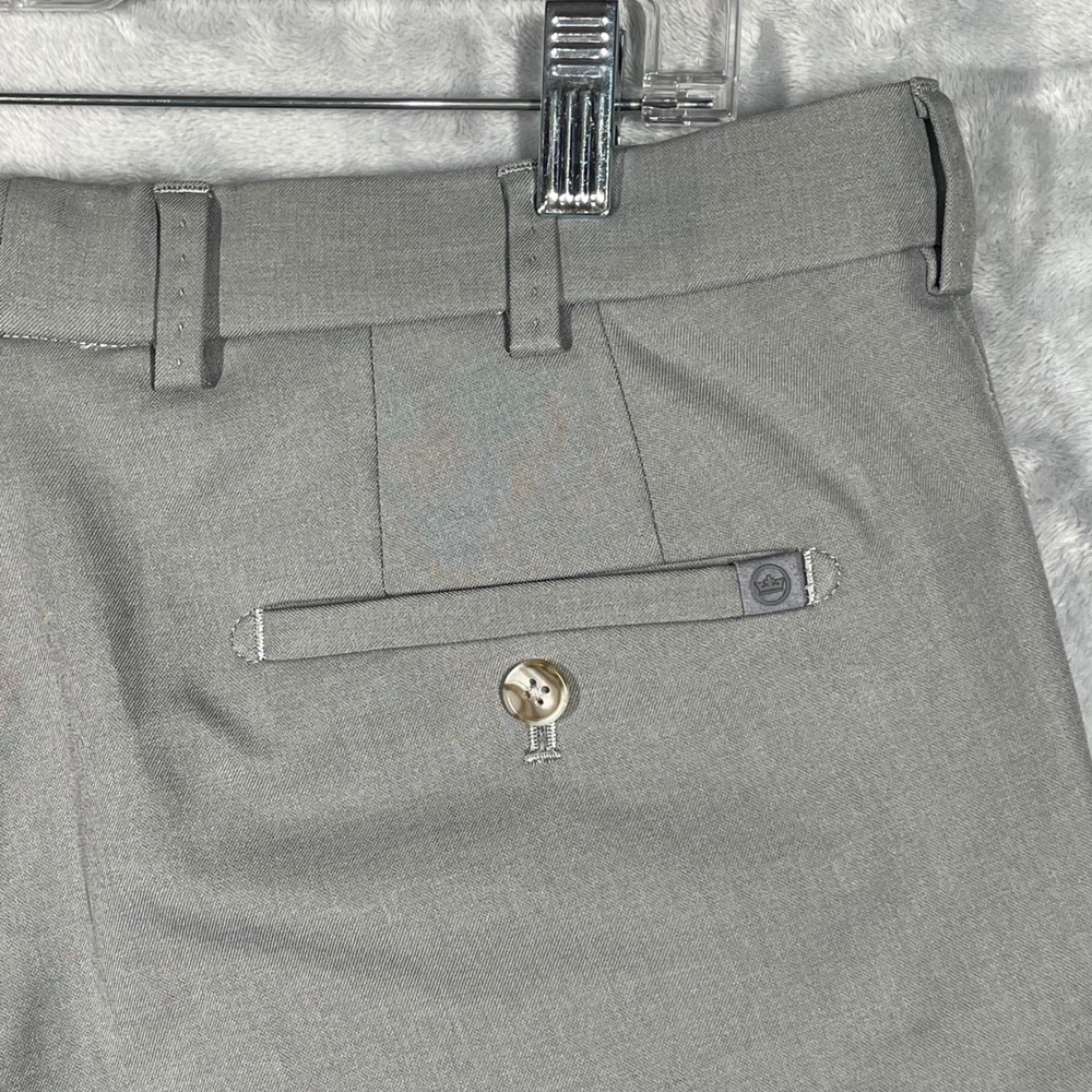 Peter Millar Mens Grey Flat Front Golf Trousers Pants 34/30 Solid Performance